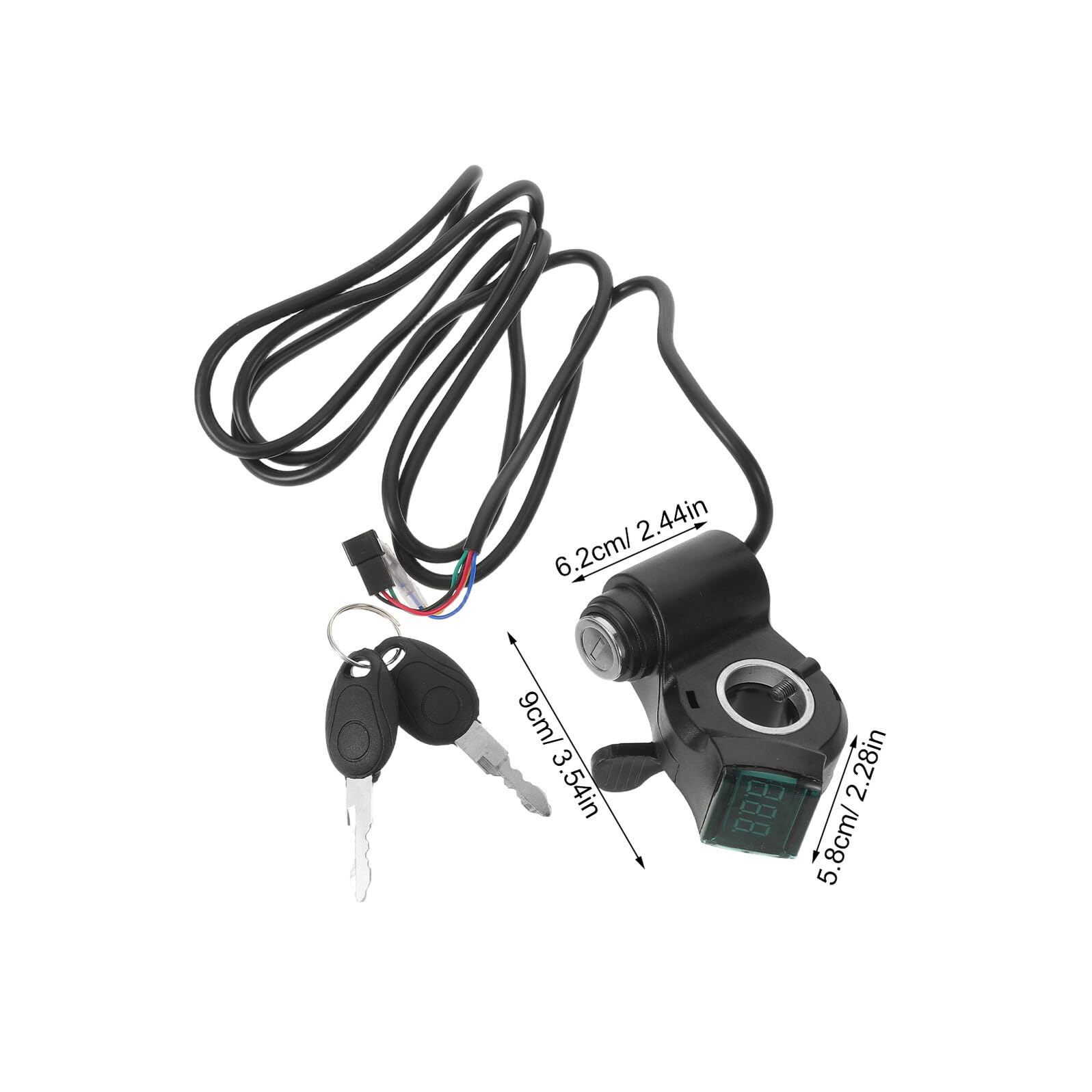 Blocco Accensione per Bici Elettrica e Scooter con Display Digitale Tensione, Interruttore Chiave e Acceleratore a Pollice, Compatibile Manubrio 22 Mm per Uso Urbano e Viaggi