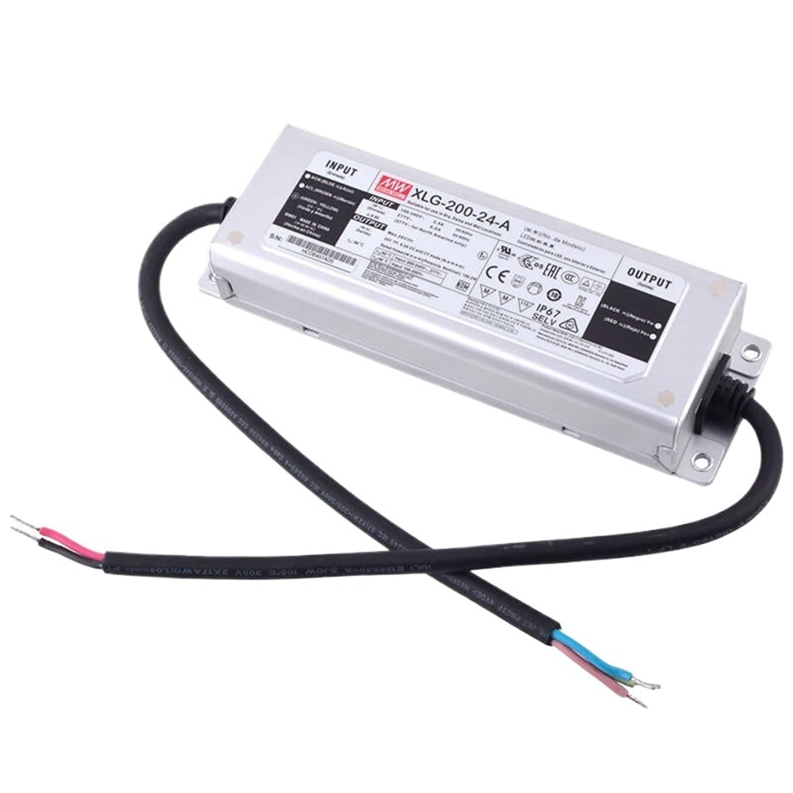 FCARUMIQP XLG-200-24-A 24V 8.3A Constant Voltage LED Lighting Driver Buit-in Active PFC Function AC-DC Water Proof IP67