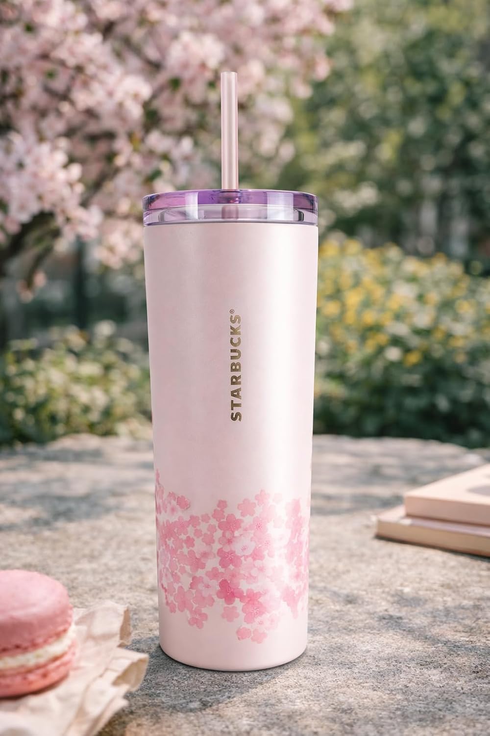 Starbucks Cherry Blossom 2026 Stainless Steel Cold Cup 20 oz – Insulated Reusable Tumbler with Straw & Lid