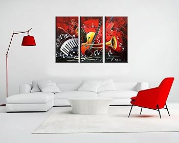 アート・デザイン・音楽 Painting acrylic on canvas Amazon.com: zoinart Colorful Music Symbol Oil Painting on