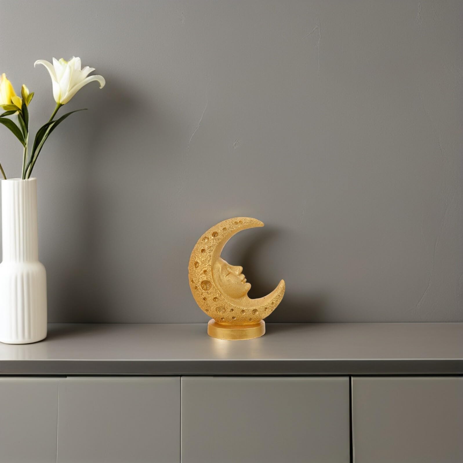 Statuetta Mezzaluna Medio Orientale in Resina Oro per Decorazione Eid