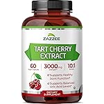 Zazzee Tart Cherry 10:1 Extract, 3000 mg Strength, 60 Vegan Capsules, 2 Month Supply, Certified Kosher, Concentrated and Standardized 10X Extract, 100% Vegetarian, All-Natural, Gluten Free, Non-GMO