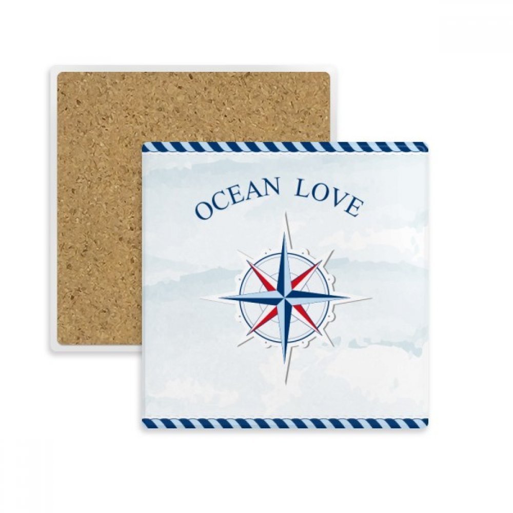 Coaster absorbant motif boussole océan pour tasse et verre