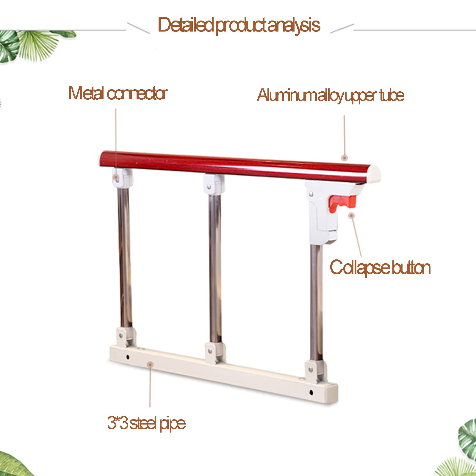Barandilla de Cama Plegable para Adultos, barandilla de Cama para Adultos Mayores, barandilla de Cama Ajustable y Plegable, barandilla de Cama con asa de Seguridad para Ancianos, c