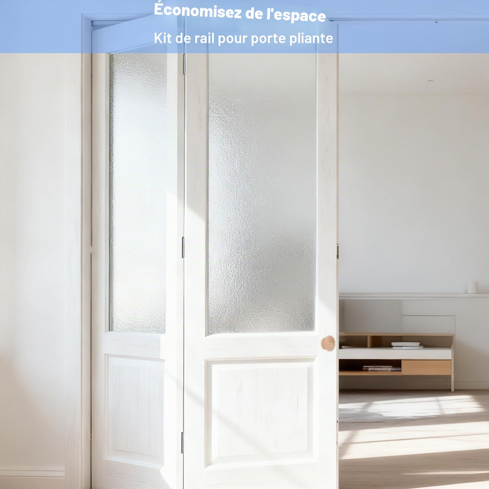 Réparation Porte Pliante, Quincaillerie pour Porte de Placard Pliante avec Rail 91cm Charnières Vis Poignée en Bois Tige à Ressort Pince à Ressort pour Chambre Cuisine et Salle Bain