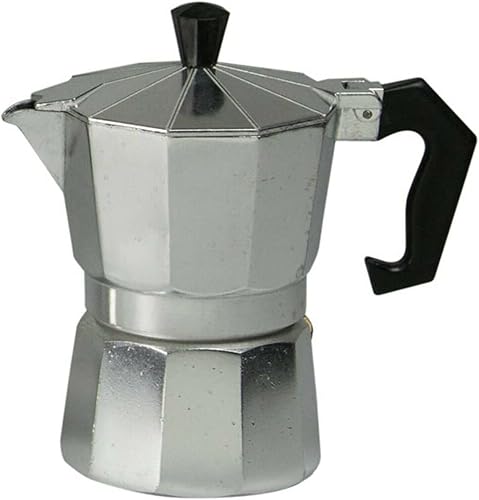 Cafetera de café expreso, olla clásica italiana de moka para estufa, aluminio Demitasse Shot, color gris, 3 tazas