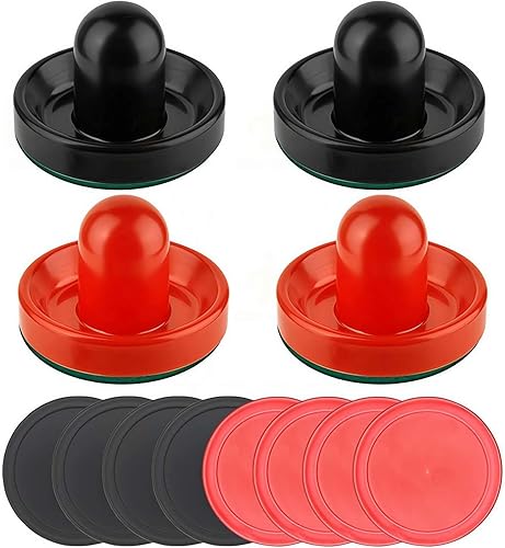 Miniatura 9 de Empujadores de hockey de aire y discos de hockey de aire rojo, 4 piezas de Striker y 4 unidades de disco, asas de portería, accesorios de repuesto