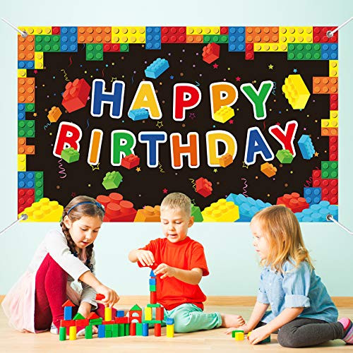 Chiazllta Building Blocks Party Decorations Colorful Blocks Birthday Photography Backdrop Children Kids Building Blocks Theme Party Supplies thumb #4