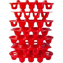 RentACoop Seven 7 Pack Stackable Egg Collection Trays with Two Metal Hanging Clips