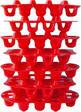 RentACoop Seven (7) Pack Stackable Egg Collection Trays with Two Metal Hanging Clips