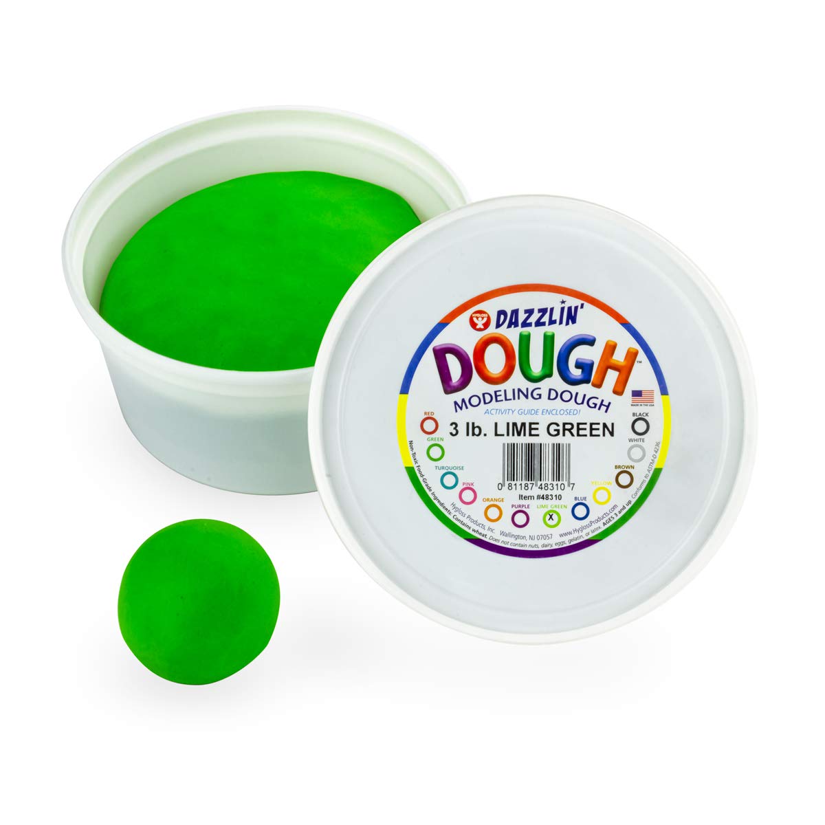HyglossPlay Modeling Dough for Kids – Safe & Non-Toxic Sensory Dough for Arts and Crafts – 3 lb Tub – Play Clay for Toddler Activities, Preschool Classroom Must-Haves – Lime Green Color, Unscented