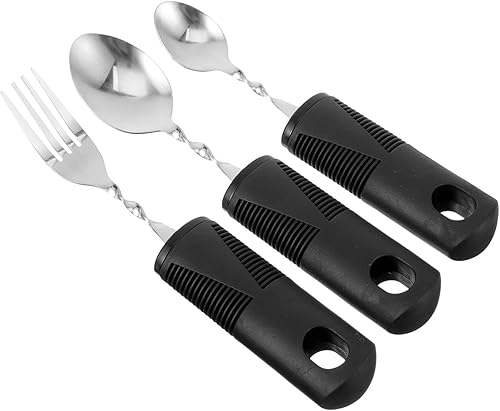 Utensilios adaptativos de fácil agarre, cubiertos de fácil agarre, tenedor flexible, cucharadita, cucharada, utensilios de alimentación, asistencia