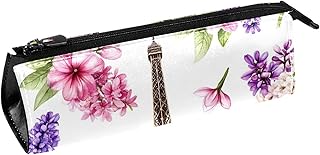 Bolsa compacta con cremallera para bolígrafos, diseño de la Torre Eiffel, color morado, lavanda, rosa, lila