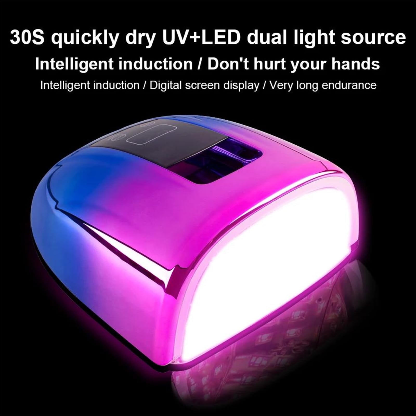 B,lámpara de uñas Recargable lámpara de uñas UV led portátil 90 w gradiente lámparas led para Secado de Esmalte de Gel lámpara UV led de curado por luz roja con Base de Espejo