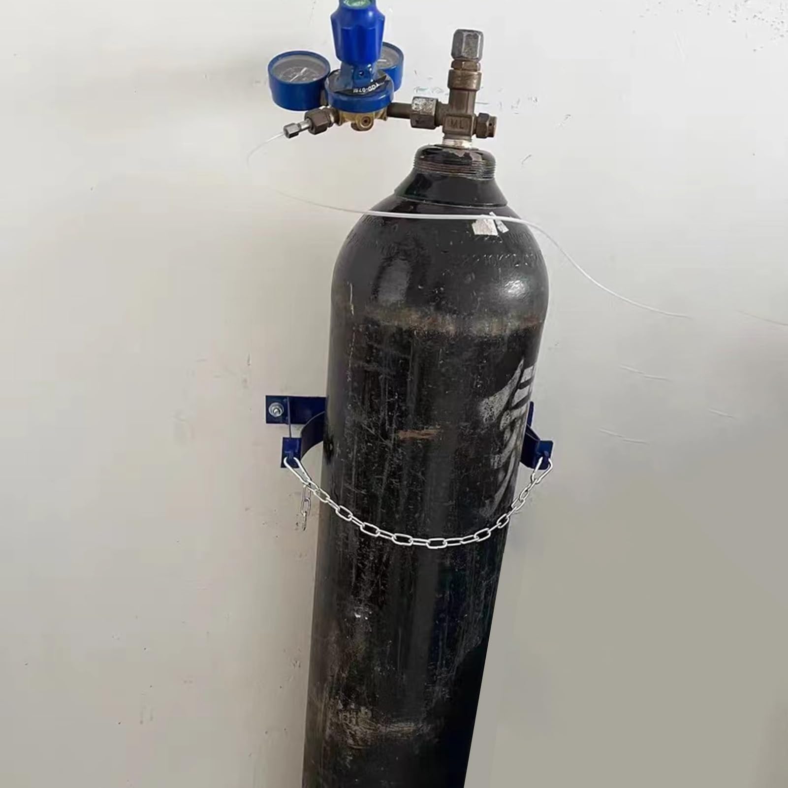 ASerZenith Oxygen Cylinder Rack Wall Mounted Oxygen Tank Storage Rack, Tank Carrier Holder With Safety Chain, Gas Bottle Fixing Bracket, For Storage Nitrogen Argon