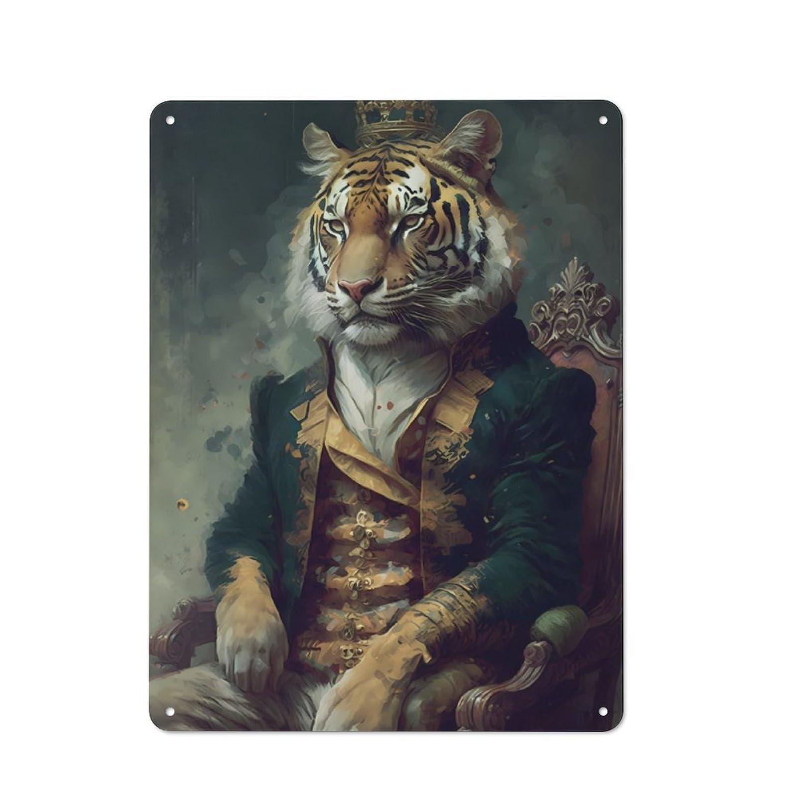 Junmoney Tiger Unrealism Vintage Tin Sign 40X30cm With For Café Or Restaurant, For Kitchen, Dining Room And Home Bar Wall Decor
