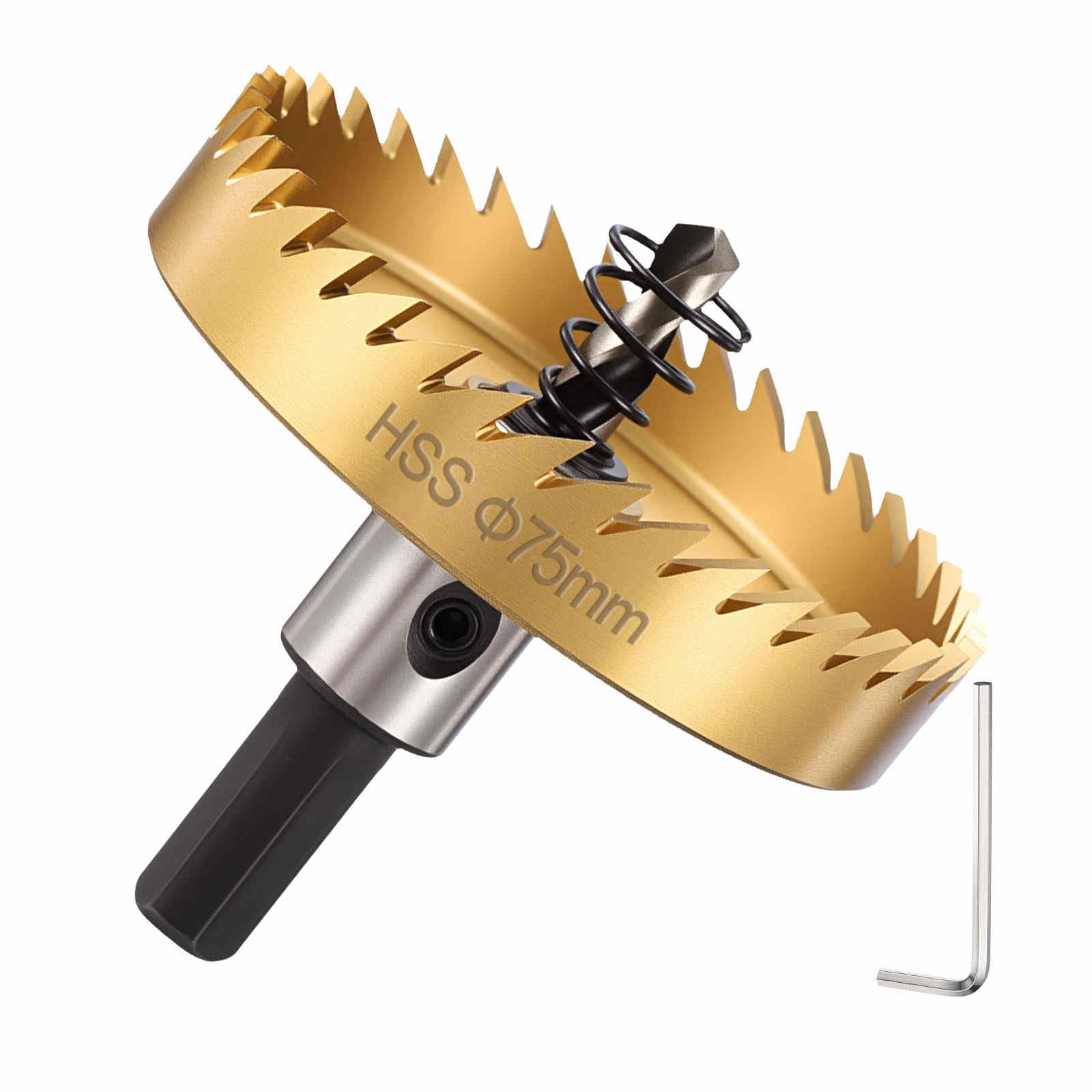 DTGN 2-61/64" Hole Saw 75mm M2 High Speed Steel Hole Cutter Gold