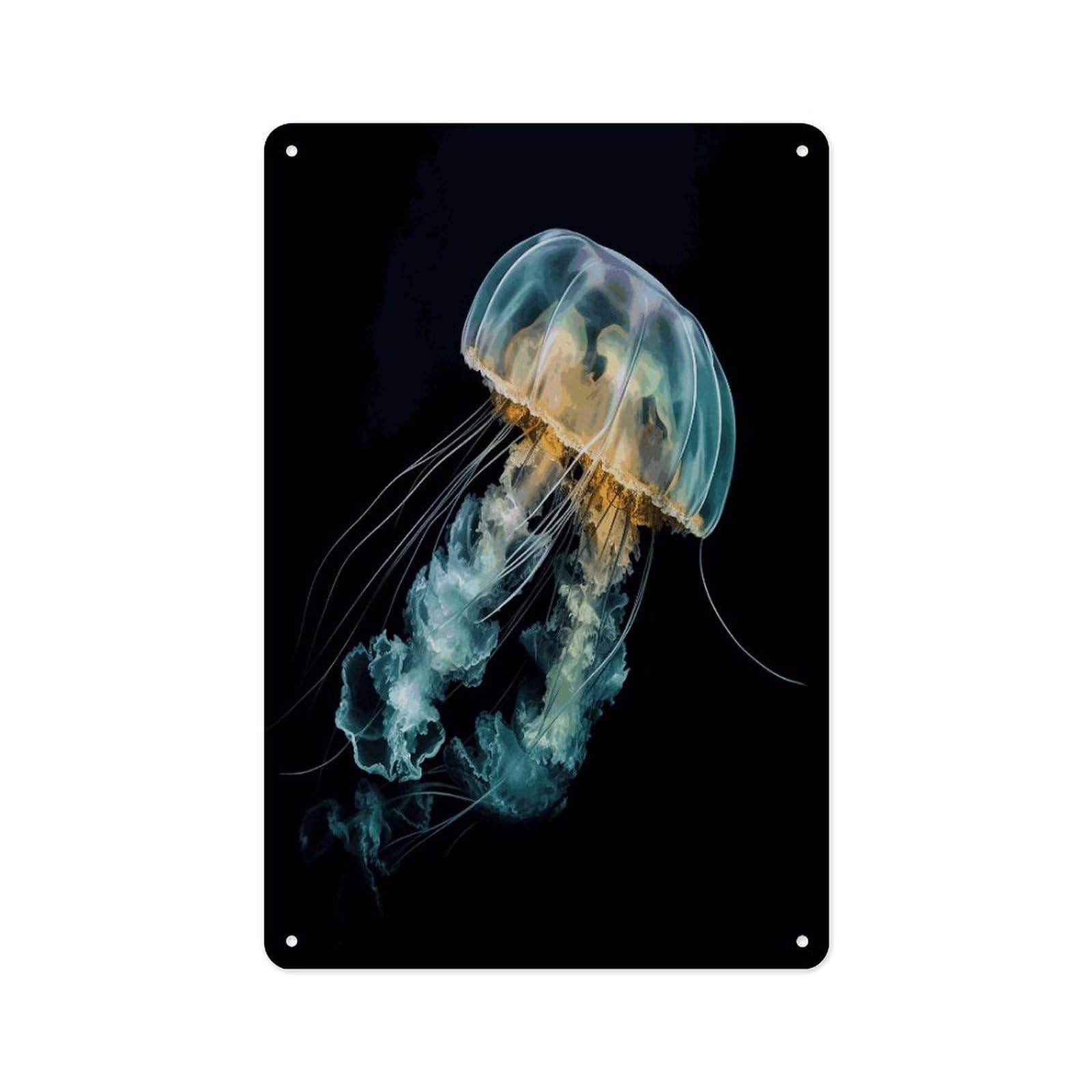 Fekiloot Style Jellyfish2 Wall Decor Metal Signs Tin Signs Poster