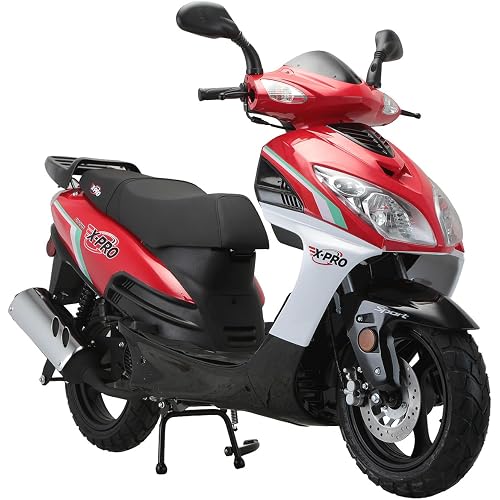 X-PRO Fiji 200 168.9cc Gas Moped, Automatic Street for Adults with 13" Aluminum Wheels, Electric/Kick Start, Front Disc Brake, Underseat Storage, DOT Tires