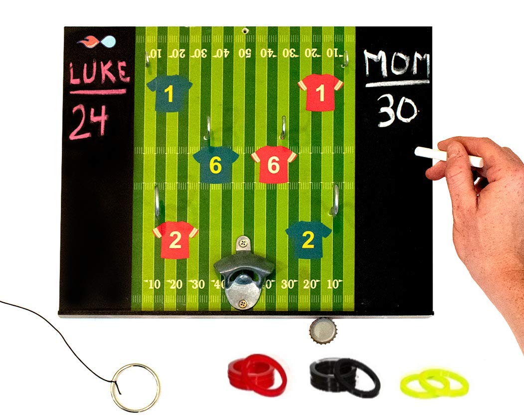 FIREBUBBLESHook & Ring Toss Football Game for Kids & Adults- Ring Swing Children & Party Games with Chalk Board End Zones| Easy & Fun Toss Game| Football Game Christmas Birthday Gift