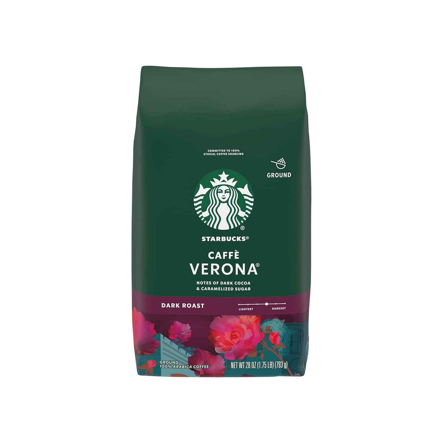 Starbucks Caffè Verona Dark Roast Ground Coffee, 28 Ounce (Pack of 1) bag : Grocery & Gourmet Food