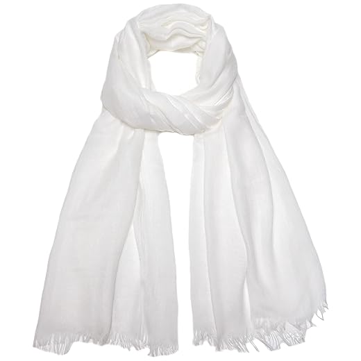 Gragengs Women Summer Scarfs Cotton Lightweight Large Long Gauze Shawl Beach Wrap Plain 75”×43” (White)