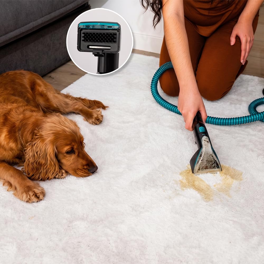 Cecotec Limpiatapicerías Conga 7000 Carpet&Spot Clean Steam XXL Pro. 1700W, Función 3 en 1, Limpieza con Vapor y Agua Caliente, Radio de 9 Metros, 15 Accesorios, Limpiacristales, Autolimpieza