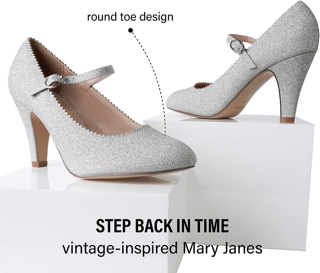 J. Adams Honey Mary Jane Shoes for Women – Retro Vintage Oxford Pumps with Low Kitten Heels, 1950s Round Toe Design and Adjustable Ankle Strap – Women’s Dress Shoes - Image 6