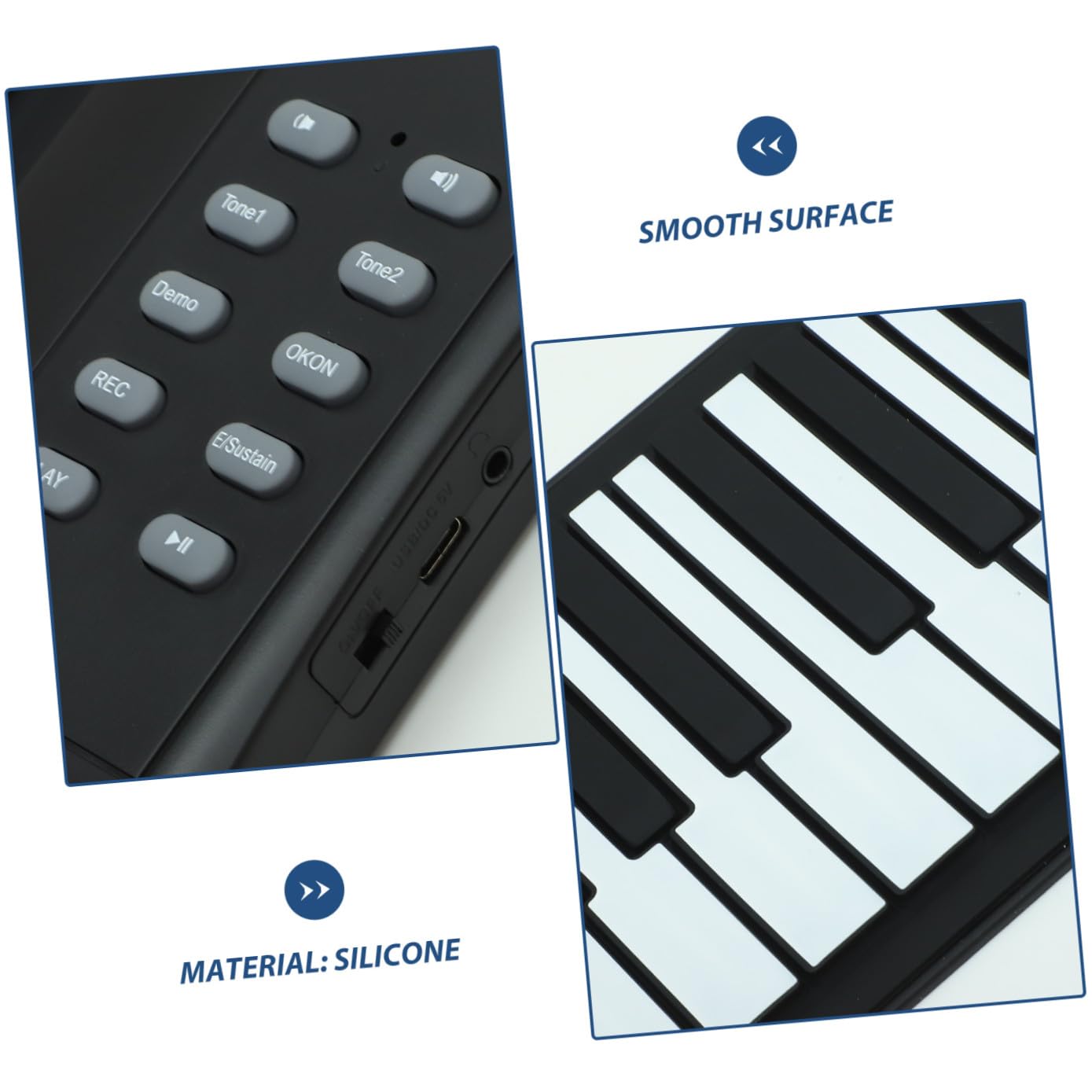 Pianoforte Digitale Portatile Connessione Wireless e Pedaliera Sustain 61 Tasti in Silicone per Ragazzo Ragazza, per Presentazioni e Insegnamento Interattivo