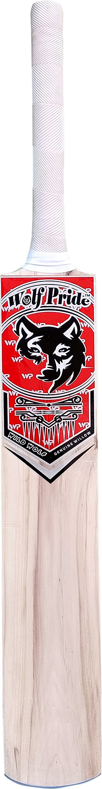 WOLF PRIDE Wild Red & White Poplar Willow Cricket Bat 3 in 1