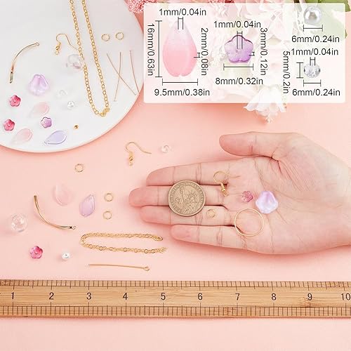 Miniatura 69 de SUNNYCLUE 1 caja de 10 pares de dijes acrílicos de flores florales 3D, kit de fabricación de aretes de lirio de cala para hacer joyas, iniciadores