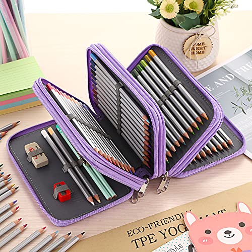 Btsky® Handy Wareable Oxford Colored Pencil Case 72 Slots Pencil Organizer (Purple) #TOP4