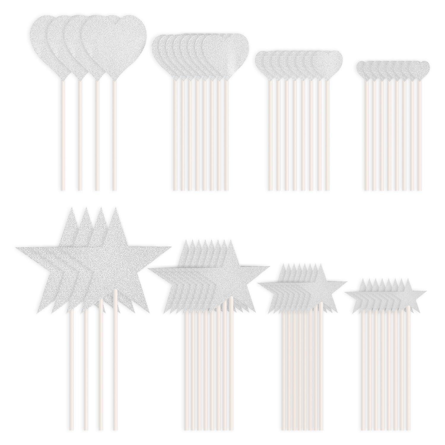 VEHYEGOI 56 Pieces Heart Star Inserts, Cake Toppers, Cupcake Toppers, Heart Decorations, Cupcake Decorations, Muffin Decorations