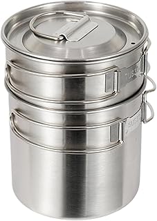 Matériel de Cuisine de Camping,Set de Casseroles en Acier Inoxydable pour Plein Air - Ensemble Compact et Pliable pour Randonnée Pêche et Pique-Nique