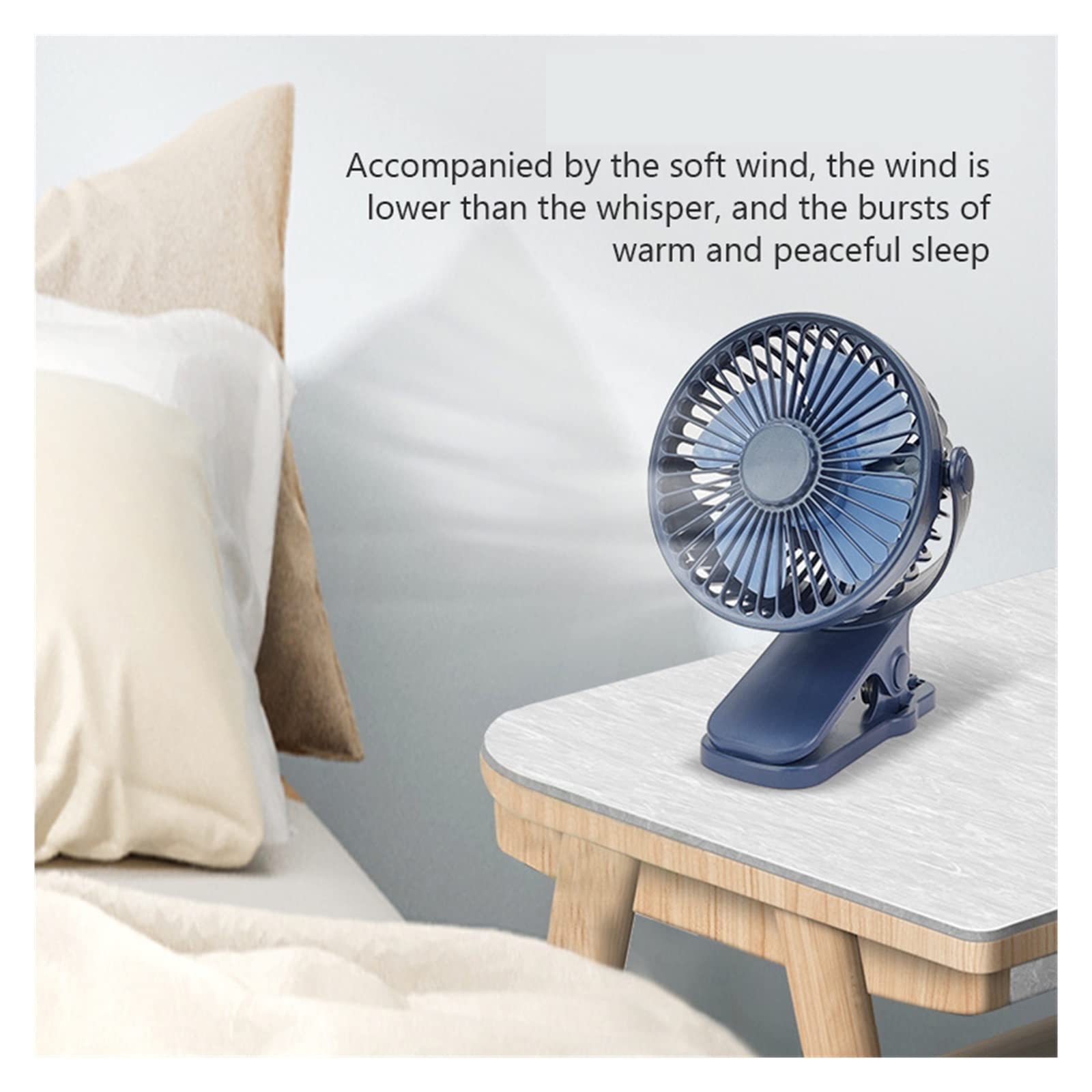 XJBTBA Ventilatori Portatili, Mini Ventilatore Portatile con Clip USB Ricaricabile Silenzioso Desktop Dormitorio Elettrico per Studenti Piccolo Ventilatore di Raffreddamento(Nero)