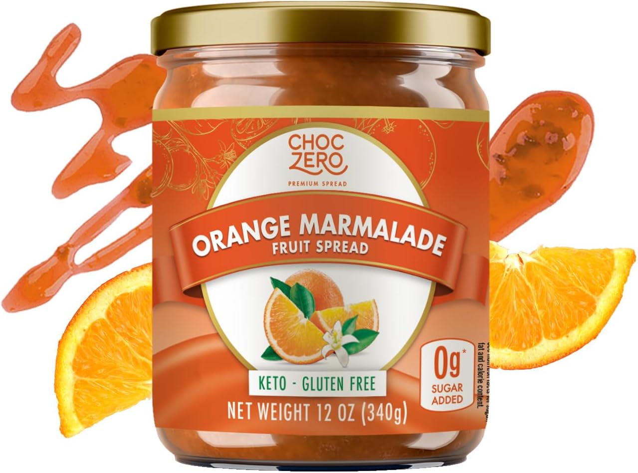 Sugar Free Orange Marmalade - Sweet Keto Jam Spread with Oranges - No Added Sugars (1 Jar, 12oz)