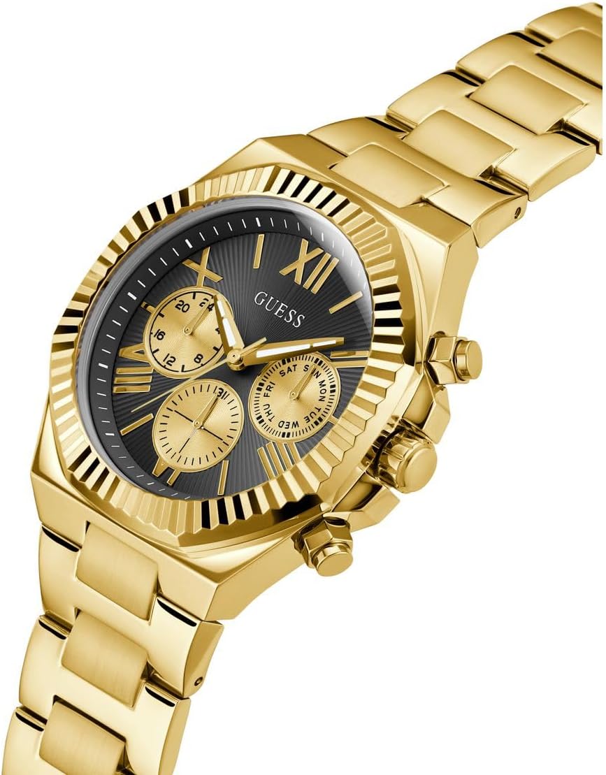 Guess Men's 44mm Watch - Gold-Tone Bracelet Black Dial Gold-Tone Case
