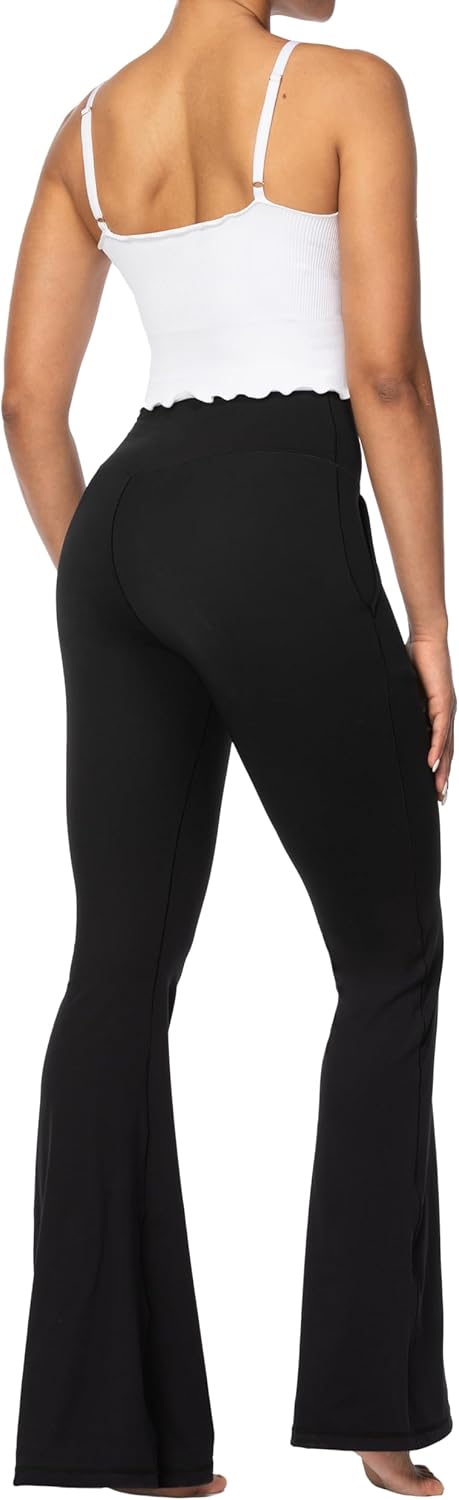 Sunzel Flare Leggings for Women with Pockets, Crossover Yoga Pants with Tummy Control, High Waisted and Wide Leg Side Pockets - Image 8