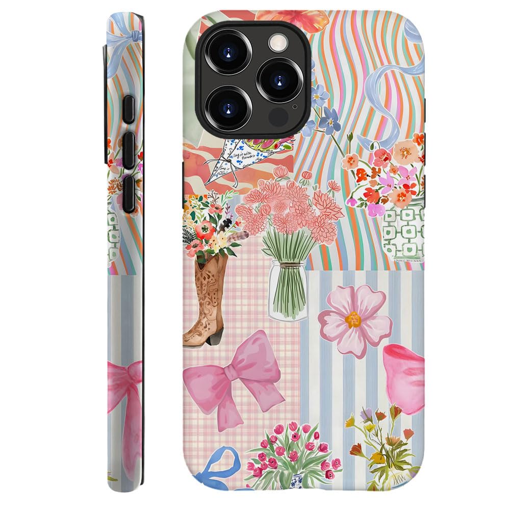 Generic Compatible with for iPhone 16 Pro Max,Pink Bow Ribbon Flower Boots Phone Case for Girl Women Boy Men,Scratch Resistant Shockproof Cover Phone