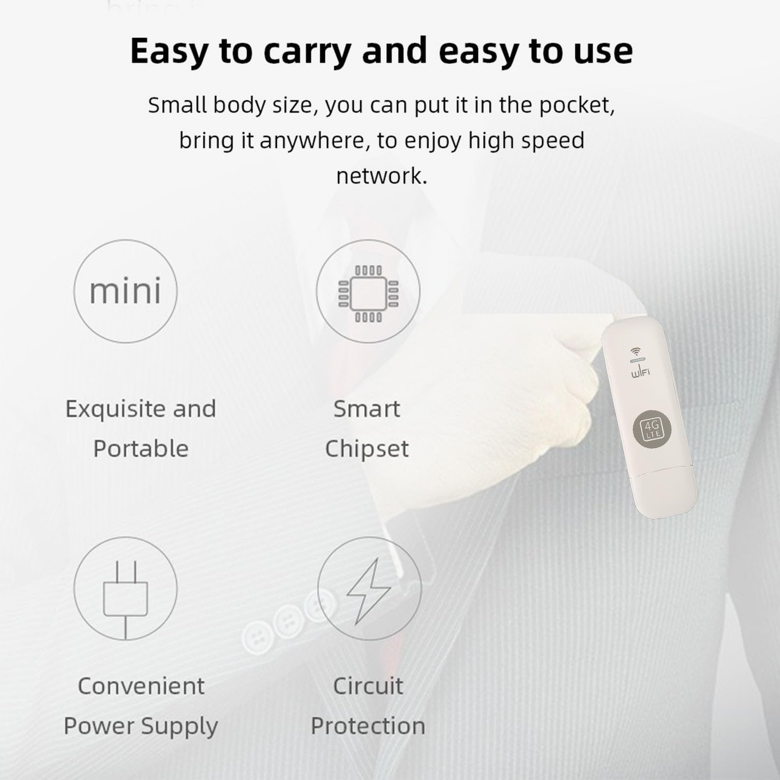 Adattatore WiFi USB, Slot per Scheda Micro SIM Dongle WiFi 10 capacità Utente per Europa Asia (White)