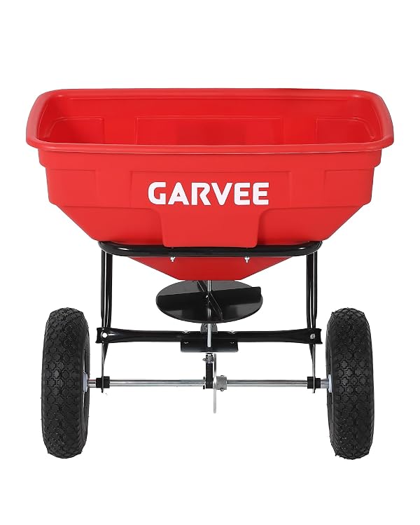 Tow Behind Broadcast Spreader, 150 LBS Large Capacity Universal Hook Tow & Push Lawn Spreader, 9.8 ft Spreading Width 30 Adjustable Settings, Compatible with UTV ATV Riding Mower & Most Tractors by EliteEdge - Used condition - Image 2