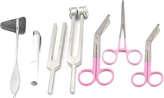 PRECISE CANADA Premium Set of 7 pcs Reflex Percussion Taylor Hammer Penlight Tuning Fork C 256 C 512 Bandage Scissors 5.5 and 4.5 Inches Hemostat Forceps 5.5 Inches