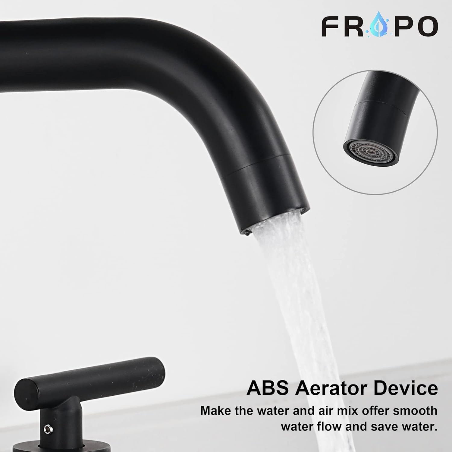 Black Bathroom Faucet 3 Holes - Two Handles Widespread 8 inch Bathroom Sink Faucet 3 Pieces Basin Faucets 360 Degree Swivel Spout Vanity Sink Faucet with Drain & Supply Hoses