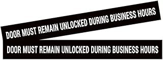 2PCS Door Must Remain Unlocked During Business Hours Sticker Sign，Self-Adhesive Wear-Resistant Please Do Not Lock The Door During Working Hours for Glass, Business, Office, Gate（17.3" x 2.1"）