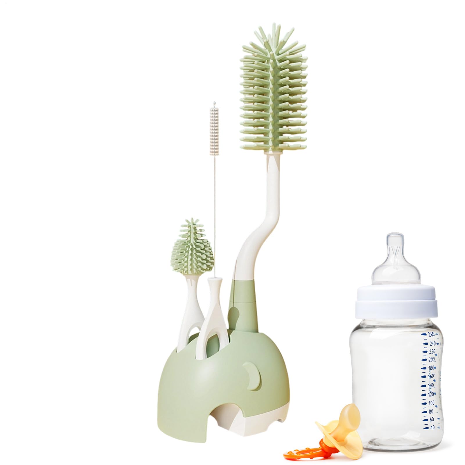 Dewireaey Baby Bottle Cleaning Brush Set, Rotating Cup Cleaning Set, Scratch-Free Brush Set for Travel, Picnic, Home, Camping, Office, Nursery