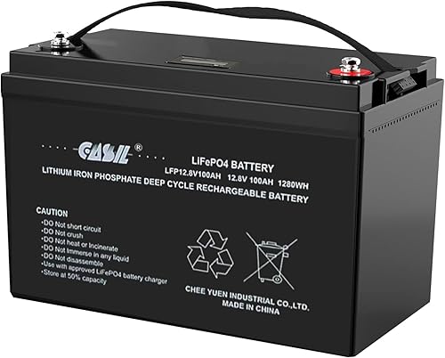 Casil LFP - Batería Lifepo4 de 12.8 V 100 Ah - Batería de litio de 12 V 100 Ah con BMS integrado de 100 A para larga vida útil y alta eficiencia,