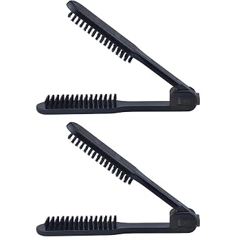 Double-Sided Hair Straightener Comb Hair Straightening Comb Heat-Resistant Antistatic Hair Detangling Brush with Handle Hair Comb Straightening Clamp Hair Straightener Clamping Brush for Hair Styling