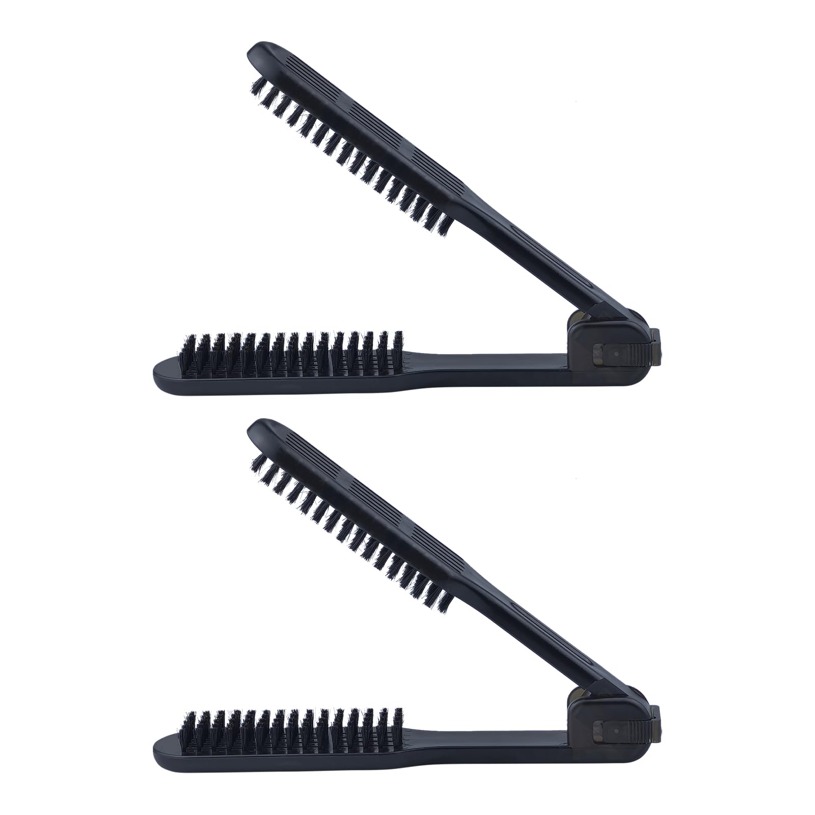 Photo 1 of 2 Pcs Clamp Hair Brush, Anti-static Double Brushes Comb with Boar Bristle, Hair Straightener Brushes Hair Splint Comb for Wet/Dry/Fine/Home/Barber Shop