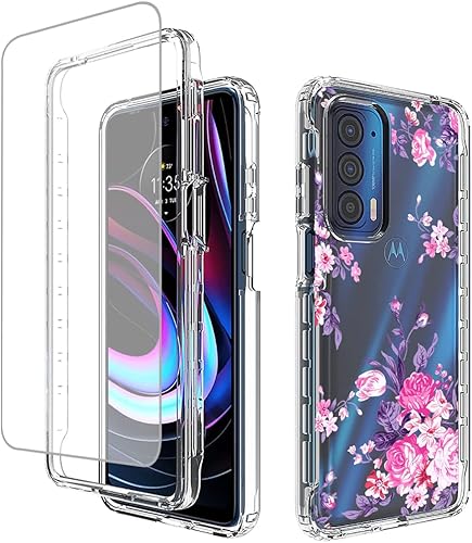 Miniatura 8 de Funda para Moto Edge 2021Moto Edge 5G UW XT2141 con protector de pantalla de vidrio templado, suave 360 híbrida de cuerpo completo parachoques