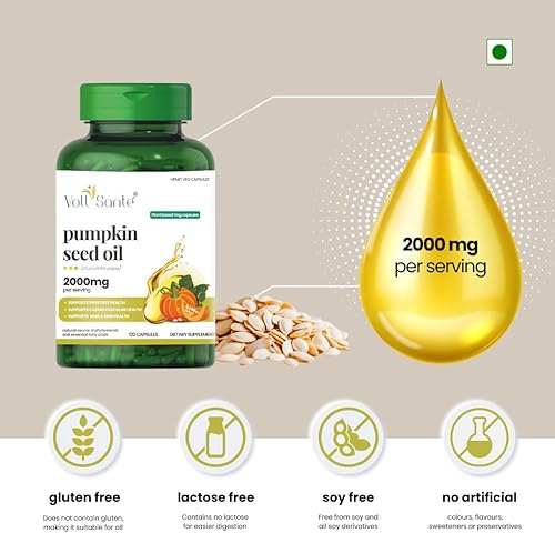 Miniatura 2 de VOLL Sante - Cápsula de aceite de semilla de calabaza, 2000 mg por porción, cápsulas vegetales a base de plantas HPMC, sin OMG, prensado en frío,